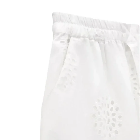 ZARA | White | EMBROIDERED LONG SHORTS - Picture 4 of 11